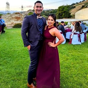 Wine chiffon bridesmaid/prom dress